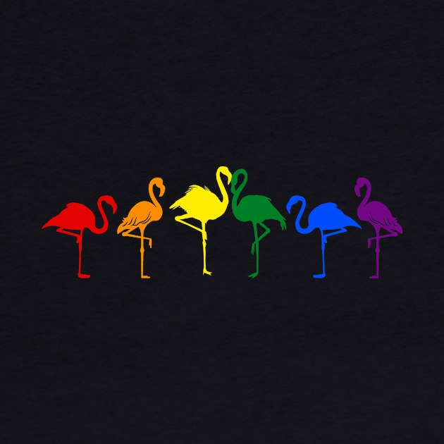 LGBT Pride Flamingos in Flag Colors T-Shirt by Dianeursusla Clothes